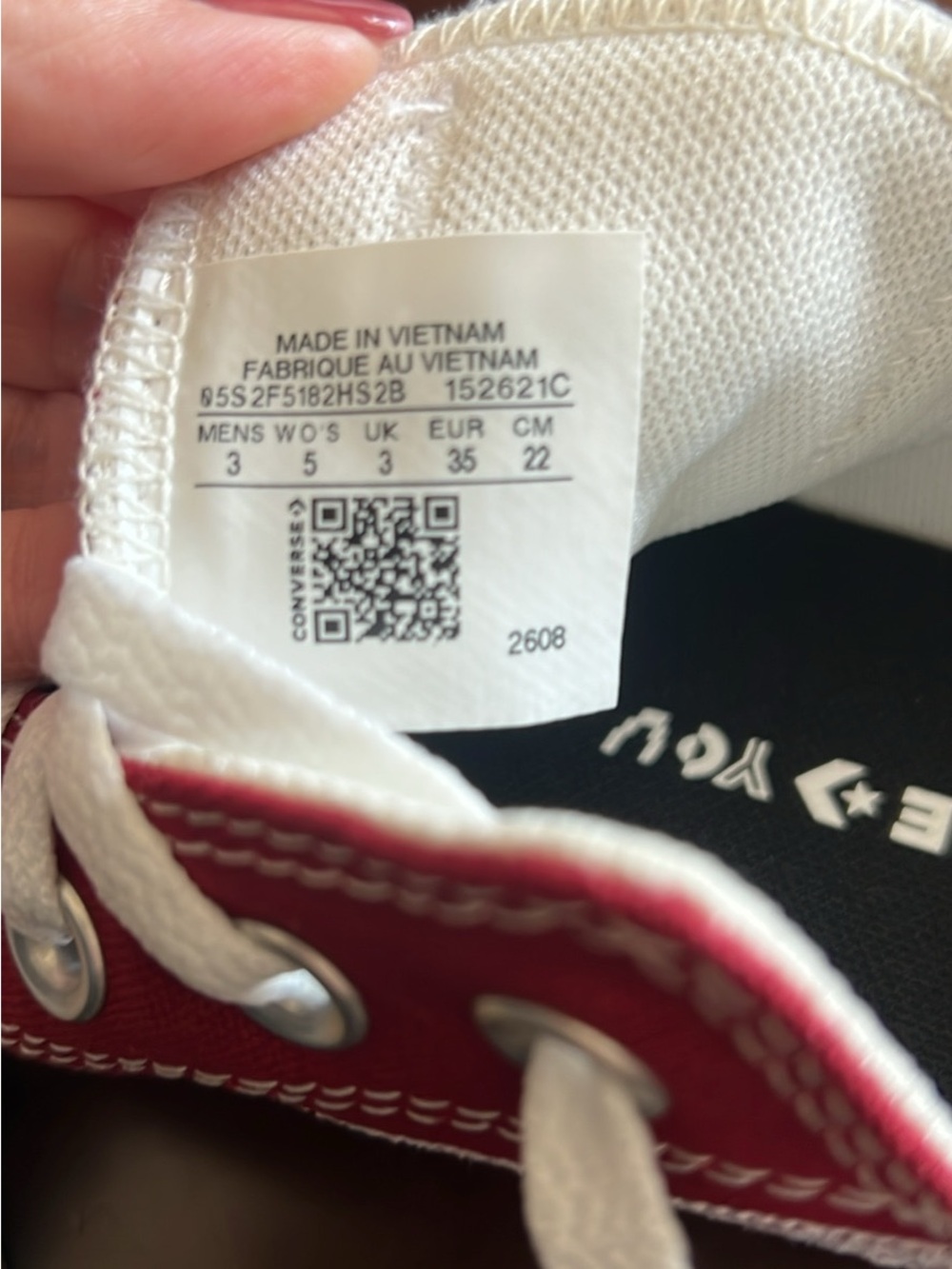 Converse Low-Top Red Canvas Sneakers with White Lace Trim - Picture 5 of 6